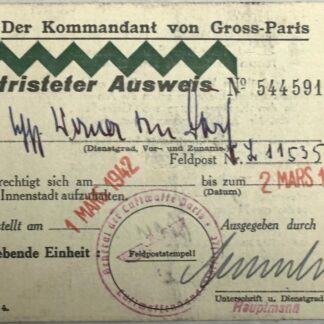 WW2 German Two Day Paris Pass