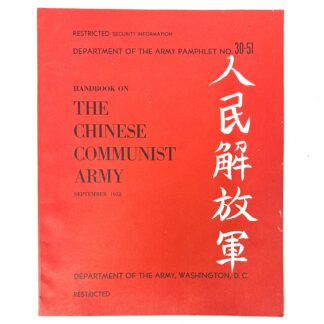 US Korean War Intelligence Manual 30-51 on Chinese Army 1952