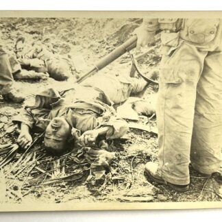 WW2 USMC Photo Marines Standing Over Japanese KIAs