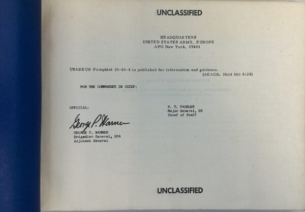 US Vietnam War Intelligence Manual IDENTIFICATION HANDBOOK SOVIET AND ...