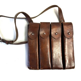 Chinese Korean War Leather Magazine Pouch with Shoulder Strap Excellent