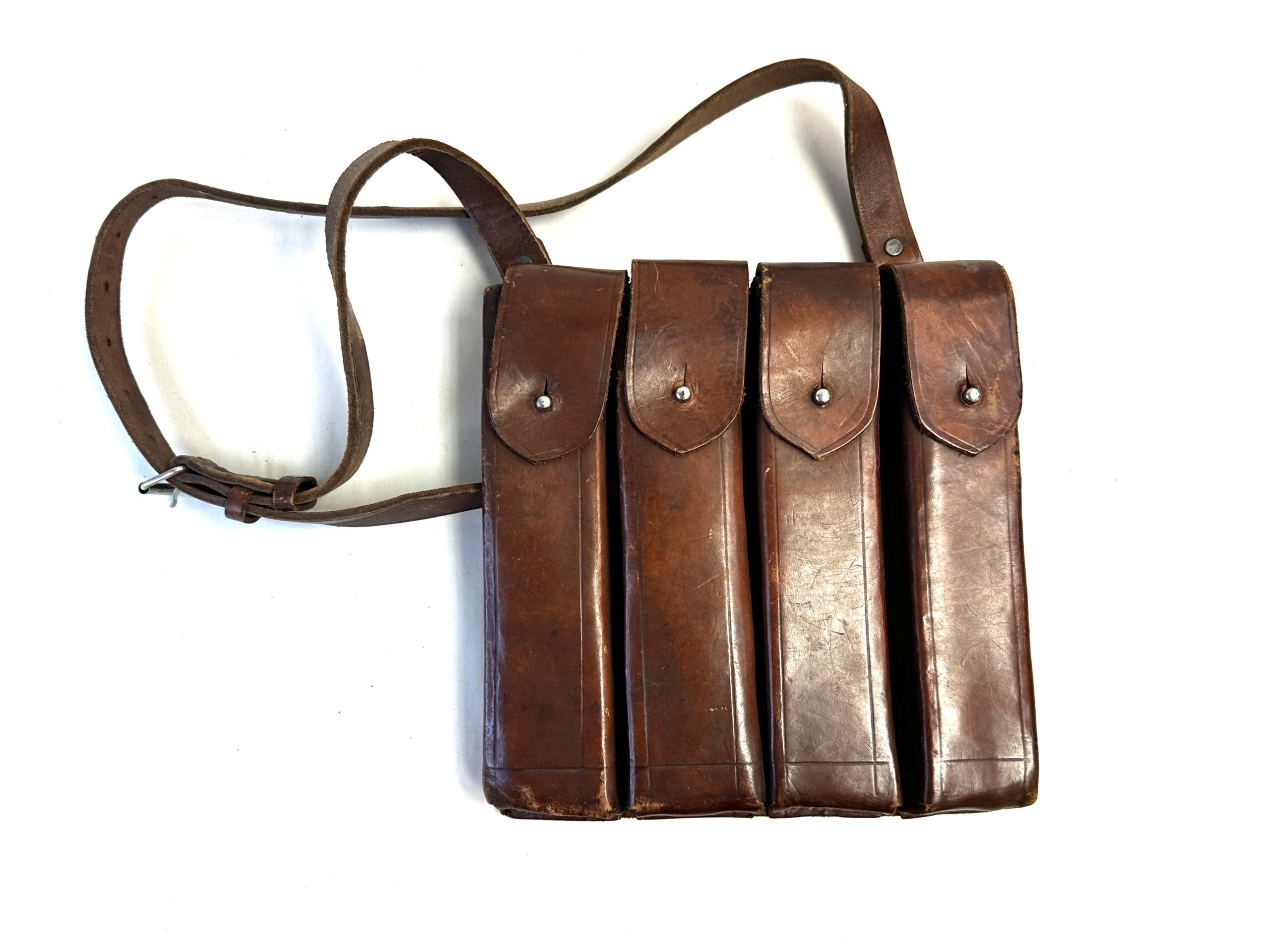 Chinese Korean War Leather Magazine Pouch with Shoulder Strap Excellent