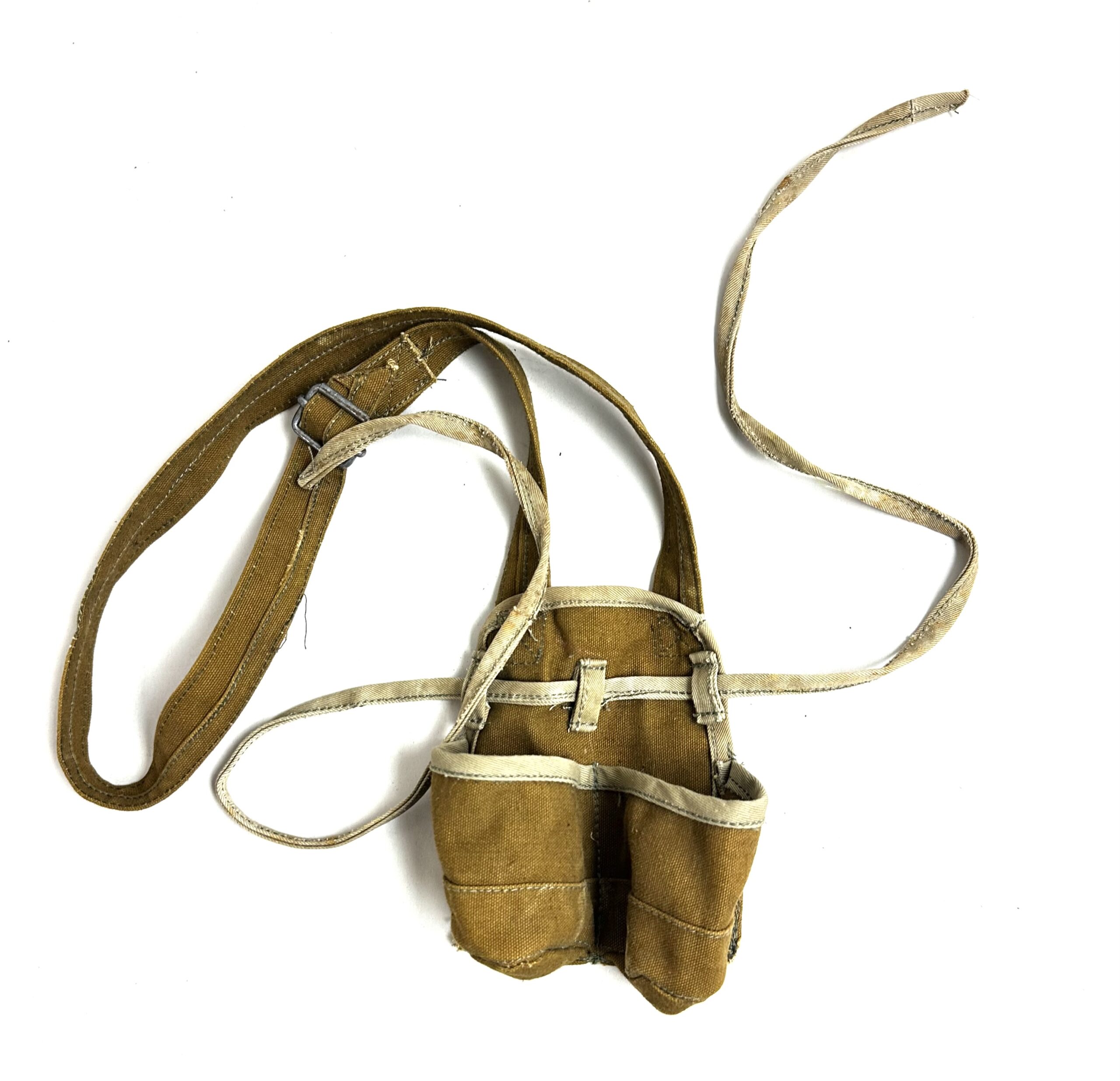 North Vietnamese Army Made Two Cell Grenade Pouch Brown and Khaki