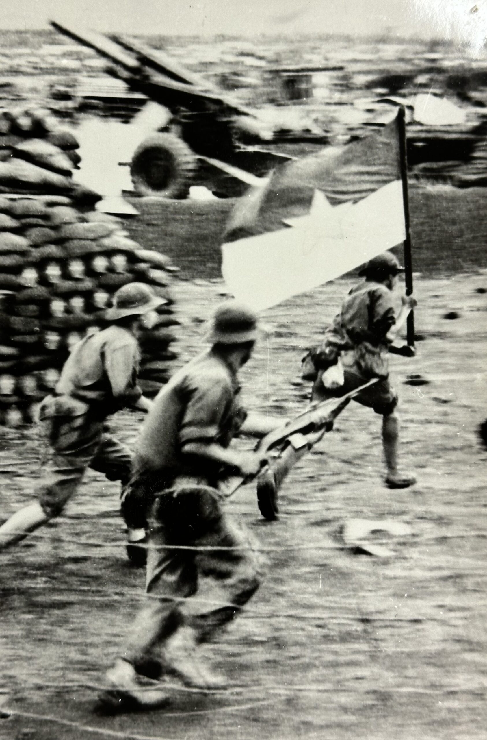 North Vietnamese Army Propaganda Photo Assault Unit with Flag