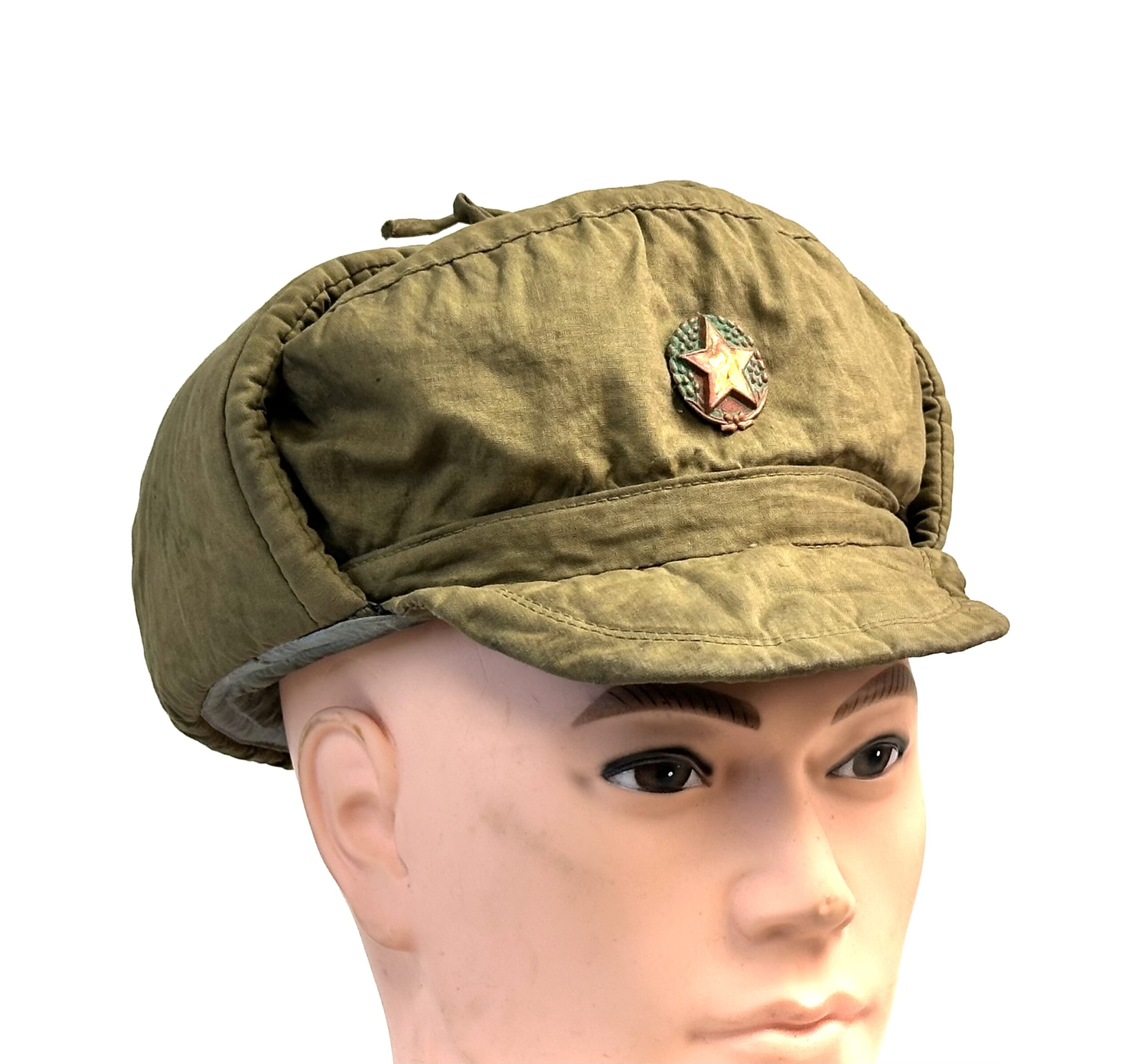 North Korean Korean War Padded Winter Hat with Badge
