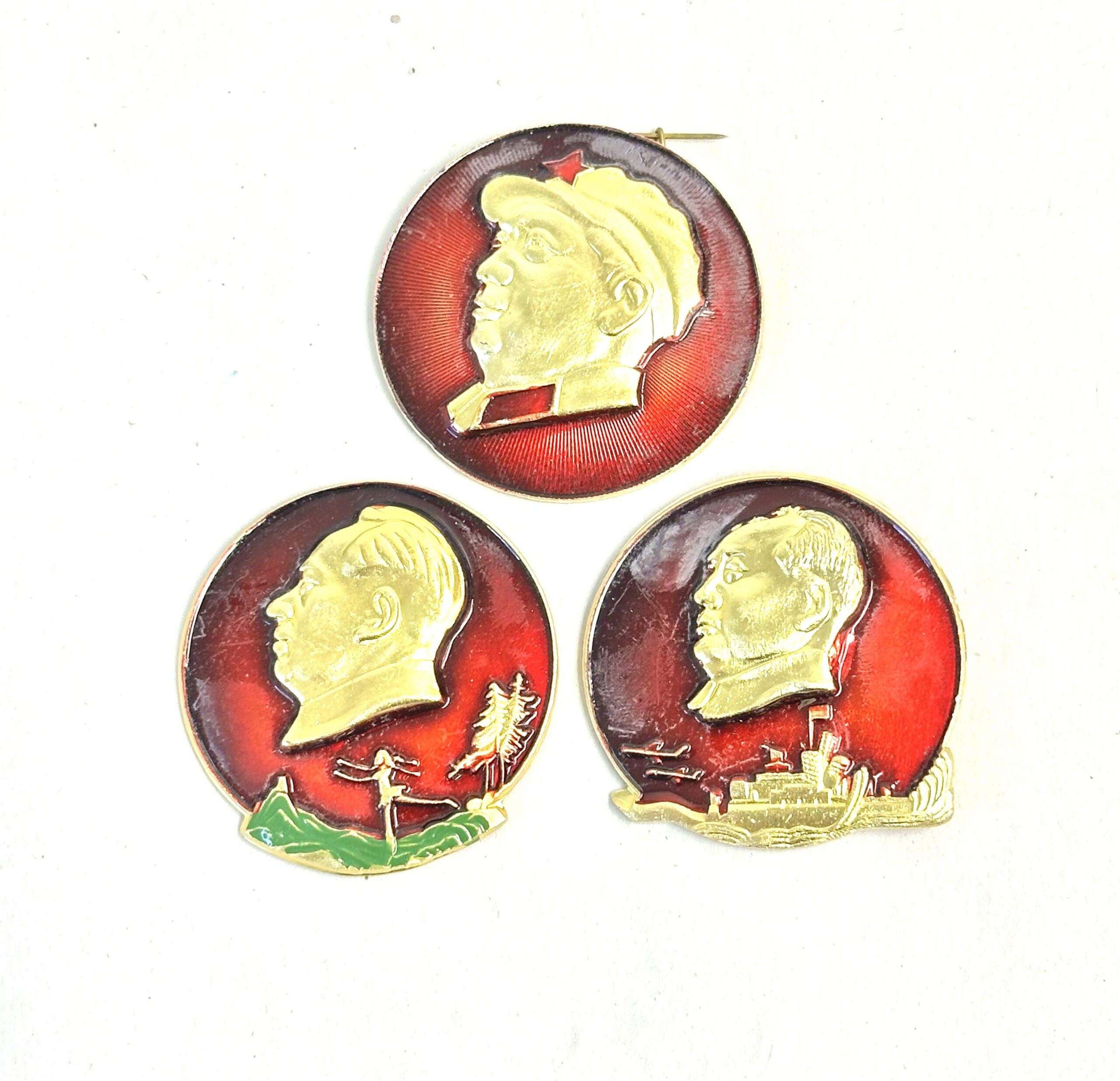 Chinese Mao Badges Lot of Three