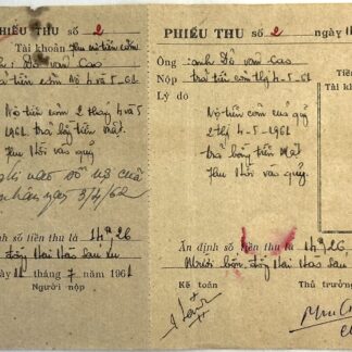 Viet Cong Receipt for Meals 1961 Translated